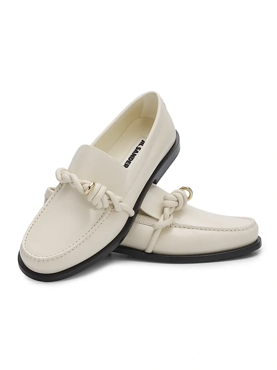 Jil Sander Women's Braided-Design Leather Loafers - Eggshell | Thumbnail 6 Jil Sander Women's Braided-Design Leather Loafers - Eggshell | Thumbnail 6