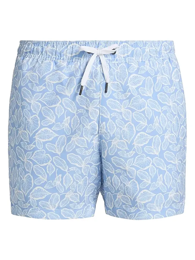 Men's COLLECTION Tropical Leaf Print Drawstring Swim Shorts Men's COLLECTION Tropical Leaf Print Drawstring Swim Shorts