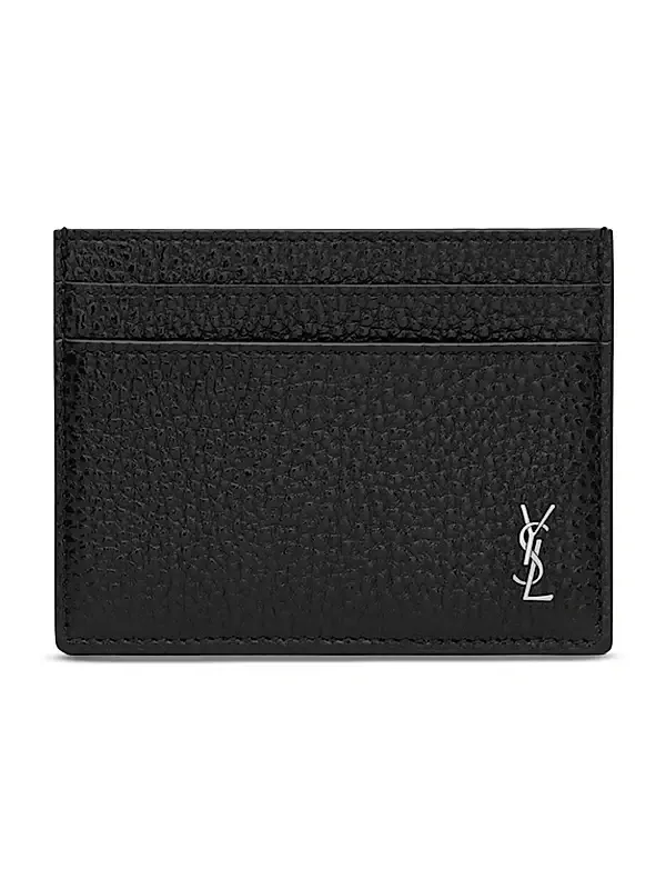 Men's Tiny Cassandre Card Case in Grained Leather - Black Men's Tiny Cassandre Card Case in Grained Leather - Black