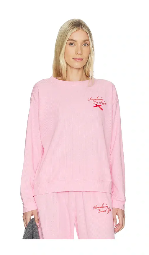 The Mayfair Group Somebody Love You Waffle Crewneck Sweatshirt