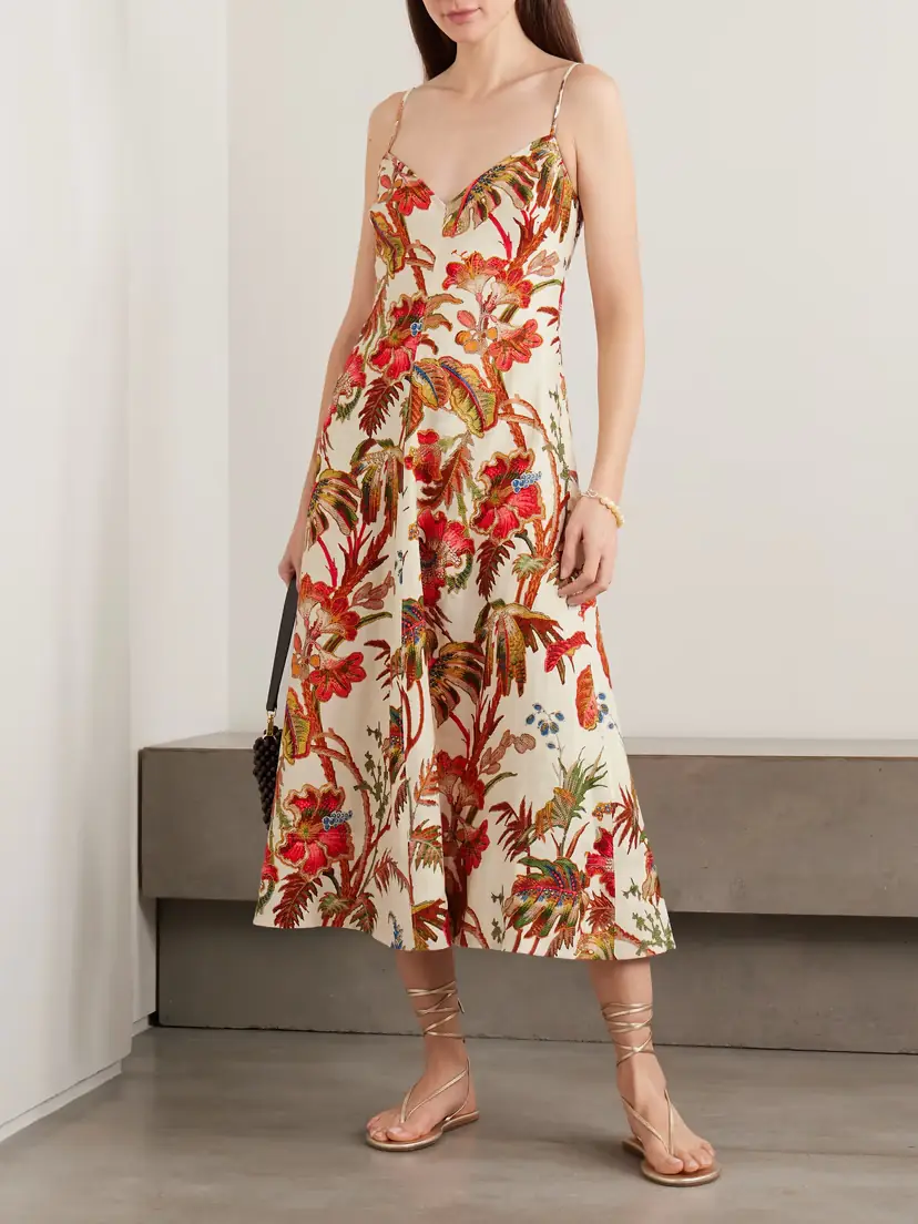 Cara Cara Mae Floral-print Linen Midi Dress | Thumbnail 2 Cara Cara Mae Floral-print Linen Midi Dress | Thumbnail 2