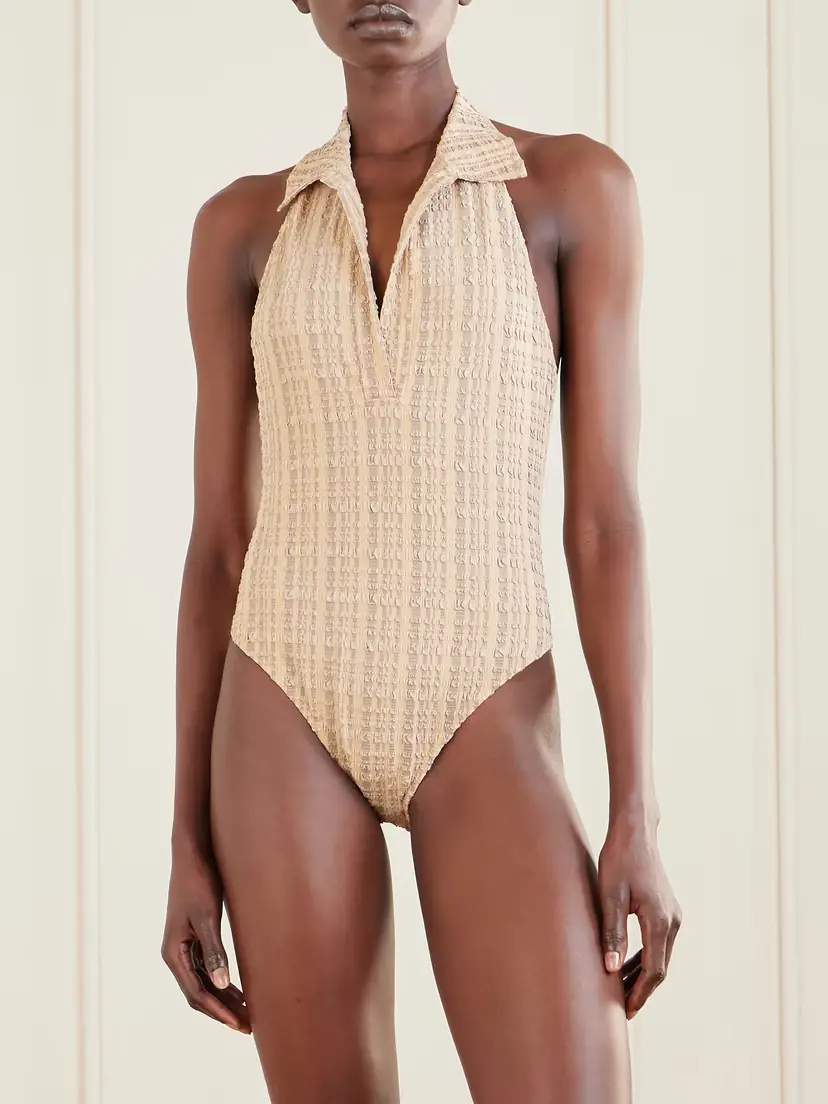 Lisa Marie Fernandez Checked Seersucker Halterneck Swimsuit | Thumbnail 2