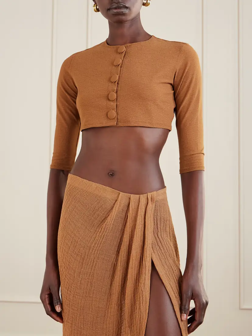 Lisa Marie Fernandez Cropped Stretch-jersey Cardigan | Thumbnail 3 Lisa Marie Fernandez Cropped Stretch-jersey Cardigan | Thumbnail 3