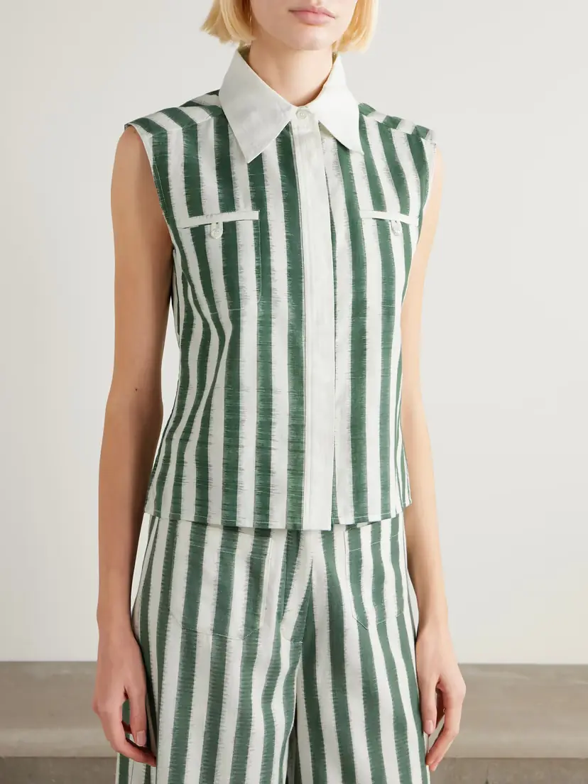 Emporio Sirenuse Ylena Ikat Striped Cotton Shirt | Thumbnail 3