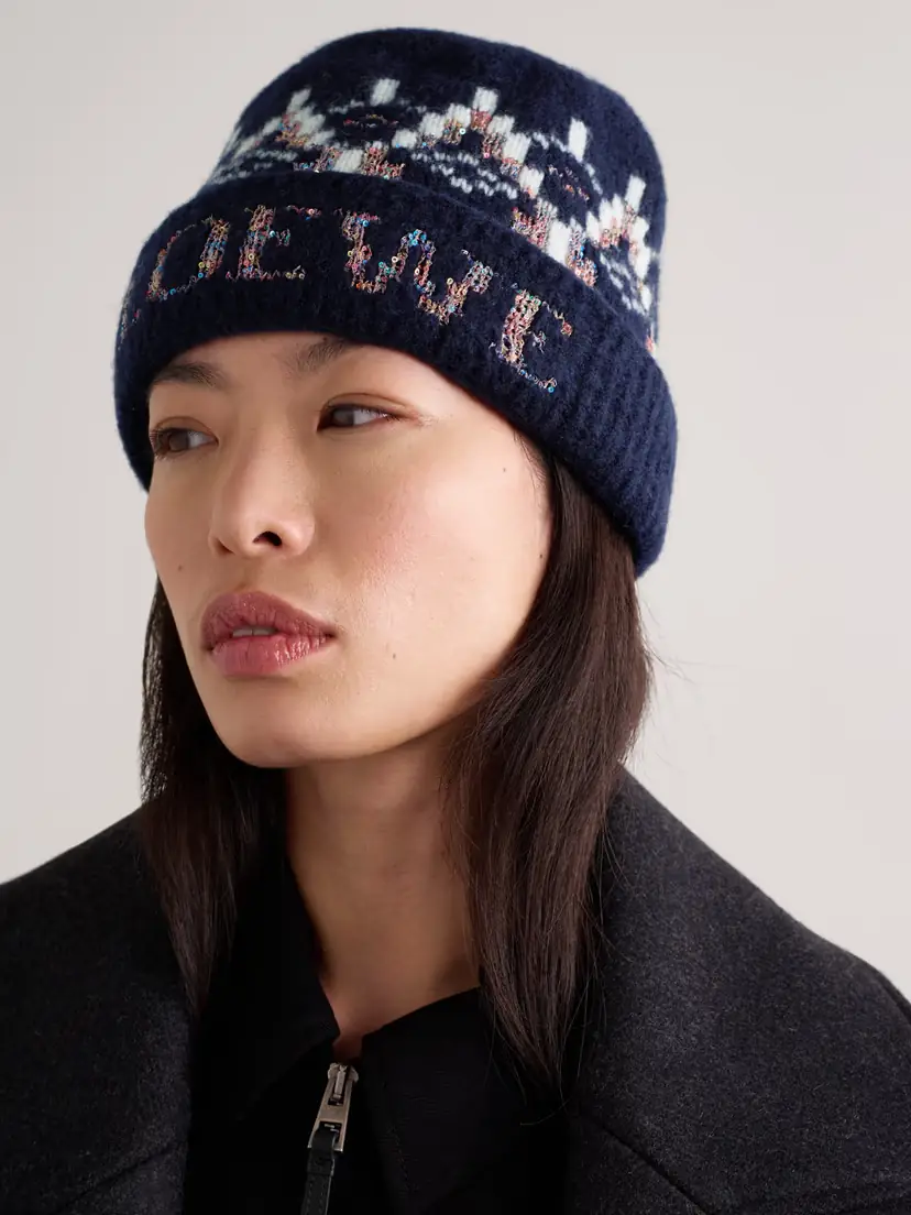 Loewe Sequin-embellished Fair Isle Wool-blend Beanie | Thumbnail 2 Loewe Sequin-embellished Fair Isle Wool-blend Beanie | Thumbnail 2