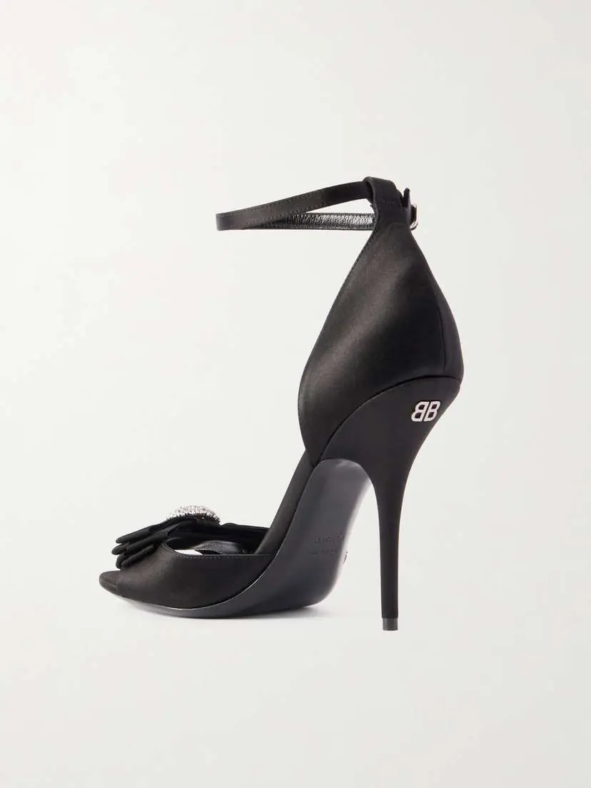 Balenciaga Avenue Palazzo Crystal-embellished Bow-detailed Satin Sandals | Thumbnail 3 Balenciaga Avenue Palazzo Crystal-embellished Bow-detailed Satin Sandals | Thumbnail 3