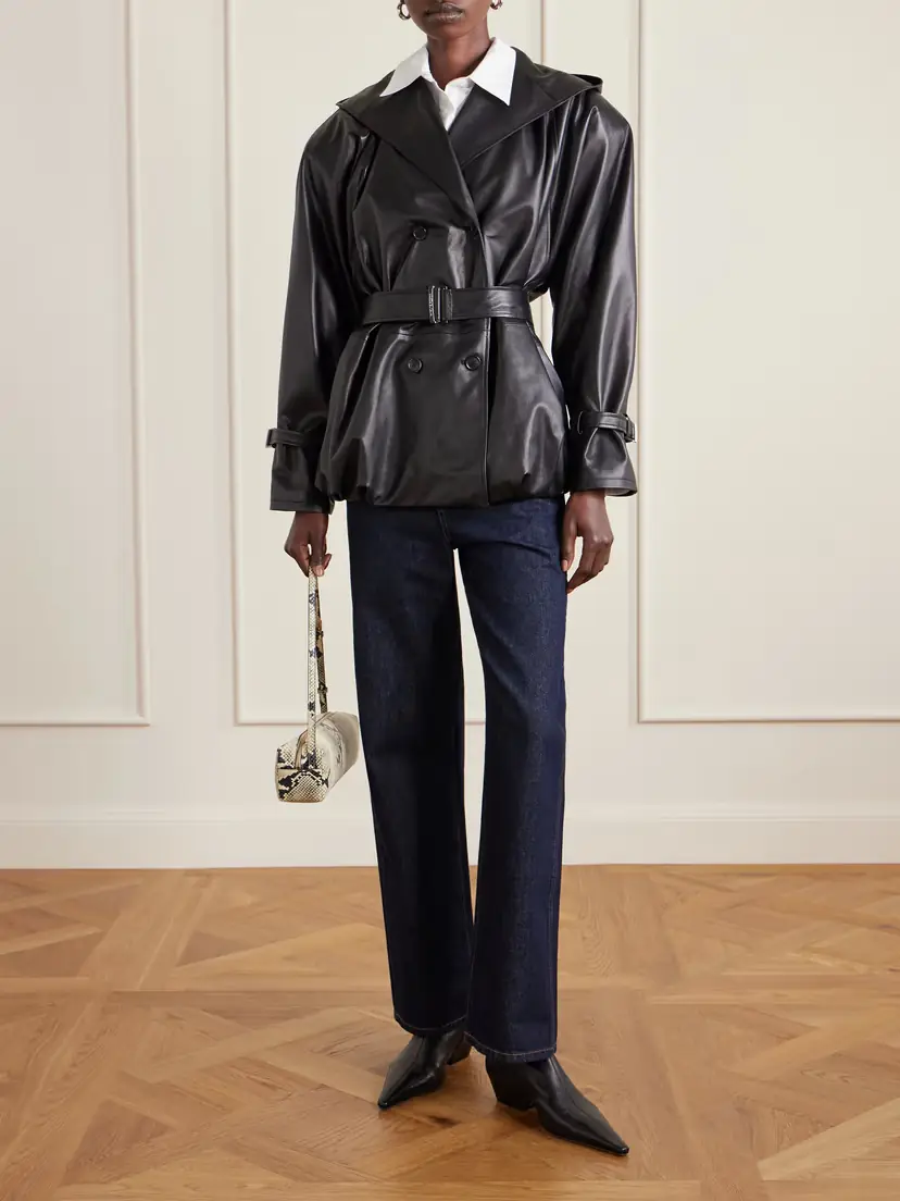 Magda Butrym Double-breasted Belted Hooded Leather Jacket | Thumbnail 2