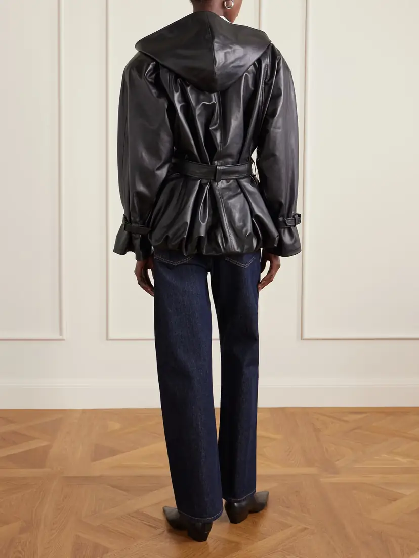 Magda Butrym Double-breasted Belted Hooded Leather Jacket | Thumbnail 3