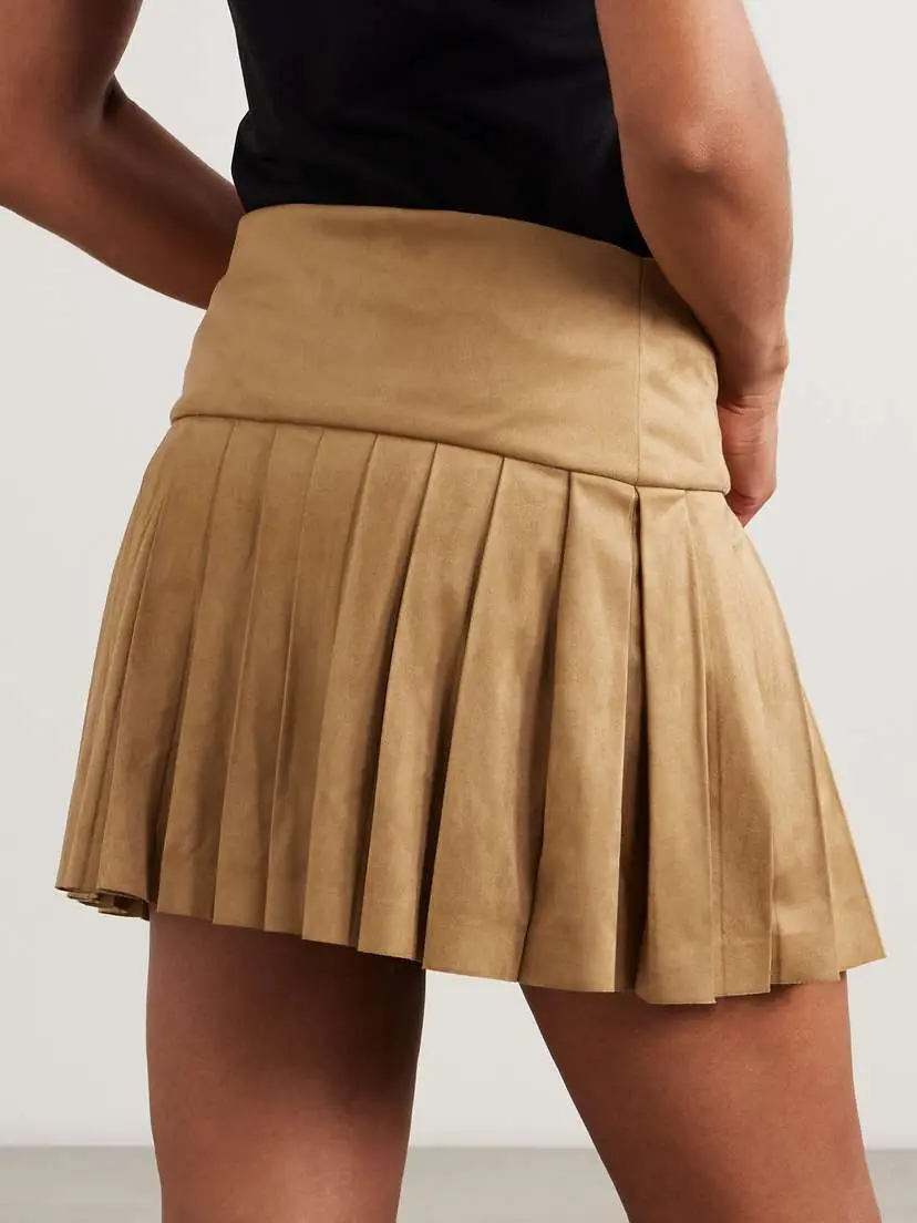 Norma Kamali Pleated Brushed Mini Skirt | Thumbnail 4 Norma Kamali Pleated Brushed Mini Skirt | Thumbnail 4