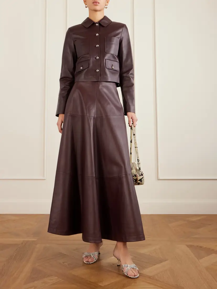 Altuzarra Varda Paneled Leather Midi Skirt | Thumbnail 2