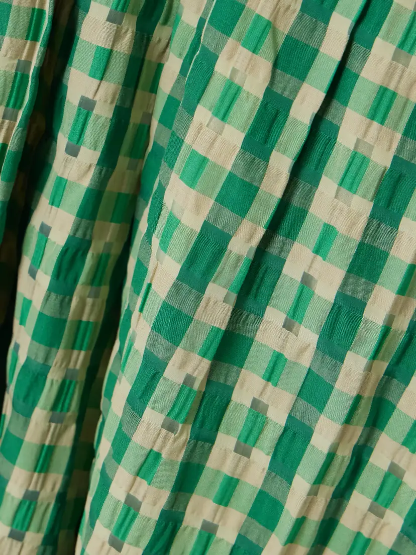 Rosie Assoulin Halter In The Name Of Love Gathered Checked Seersucker Halterneck Midi Dress | Thumbnail 4 Rosie Assoulin Halter In The Name Of Love Gathered Checked Seersucker Halterneck Midi Dress | Thumbnail 4