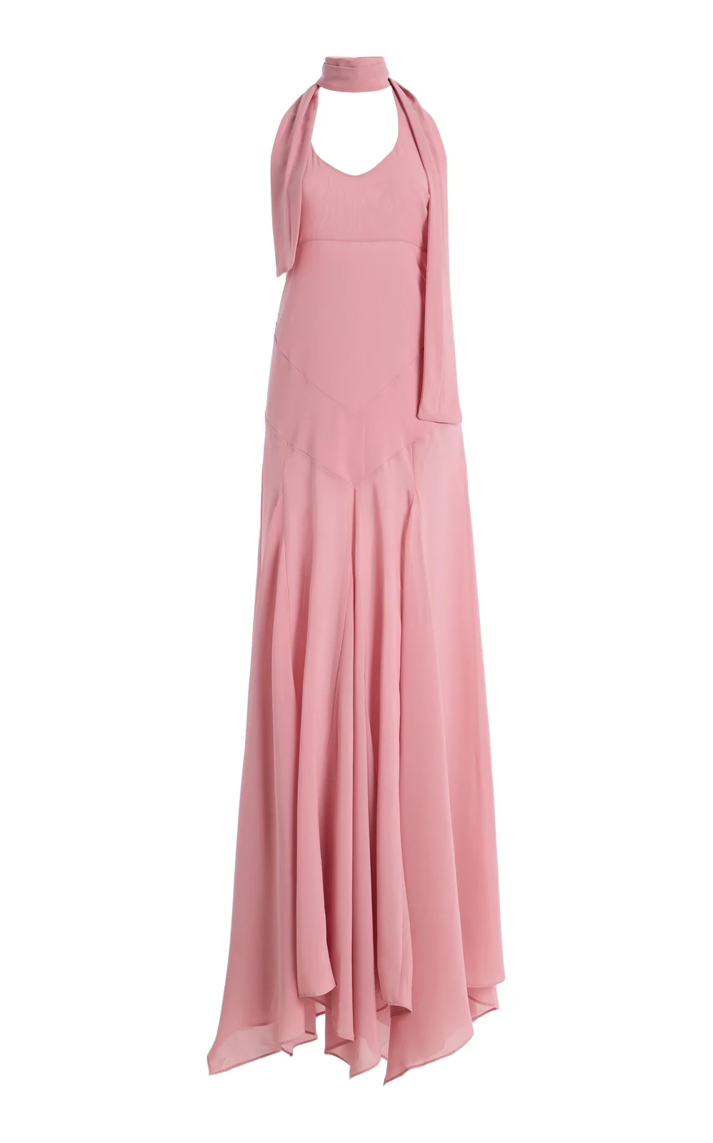 SIEDRÉS Exclusive Raye Crepe Maxi Halter Dress