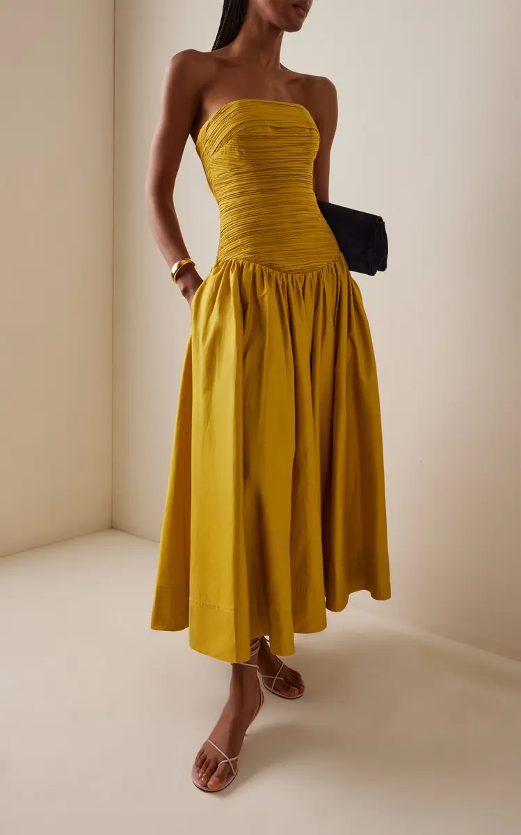 Aje Marigold Ruched Cotton Midi Dress | Thumbnail 2