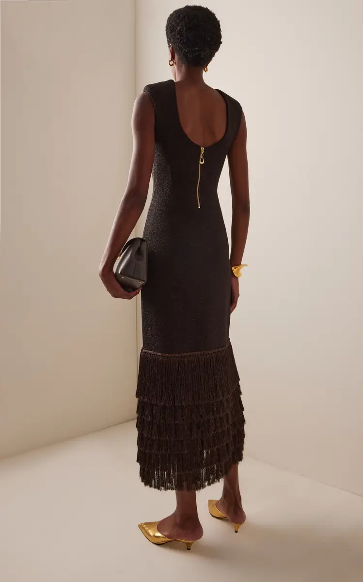 Aje Breeze Fringed Metallic-Knit Midi Dress | Thumbnail 4 Aje Breeze Fringed Metallic-Knit Midi Dress | Thumbnail 4