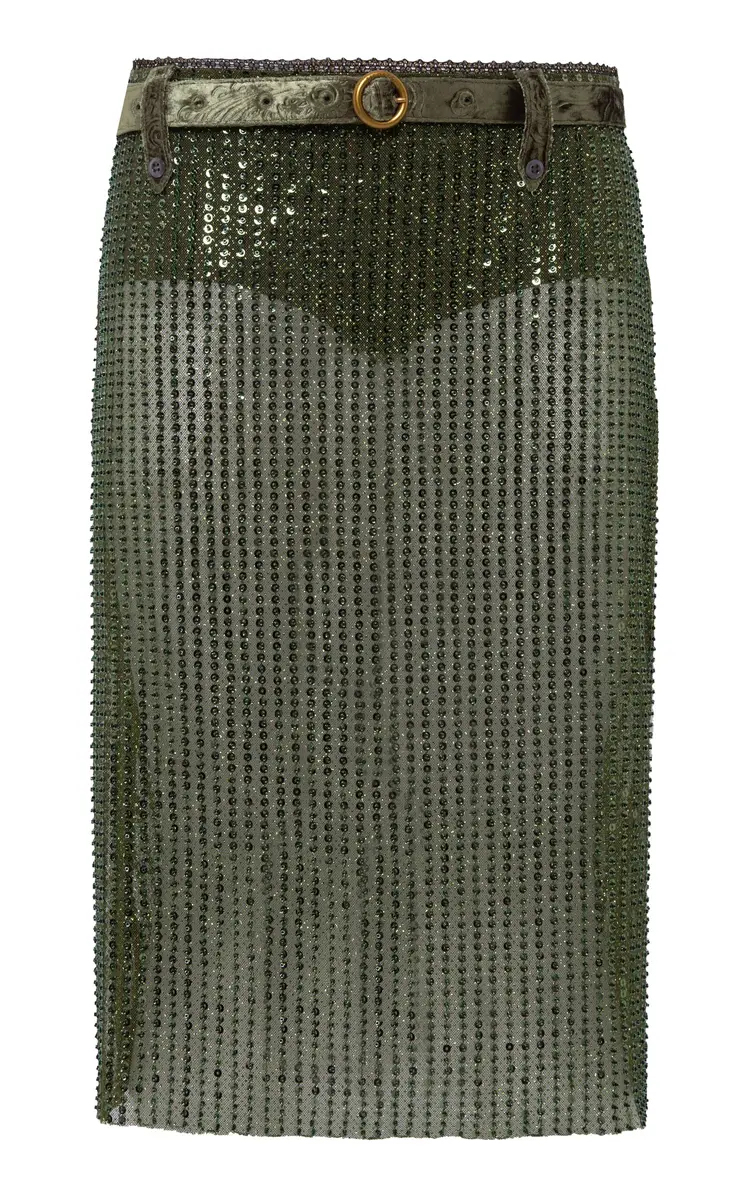 SIEDRÉS Estelle Sheer Sequinned Pencil Skirt | Thumbnail 6