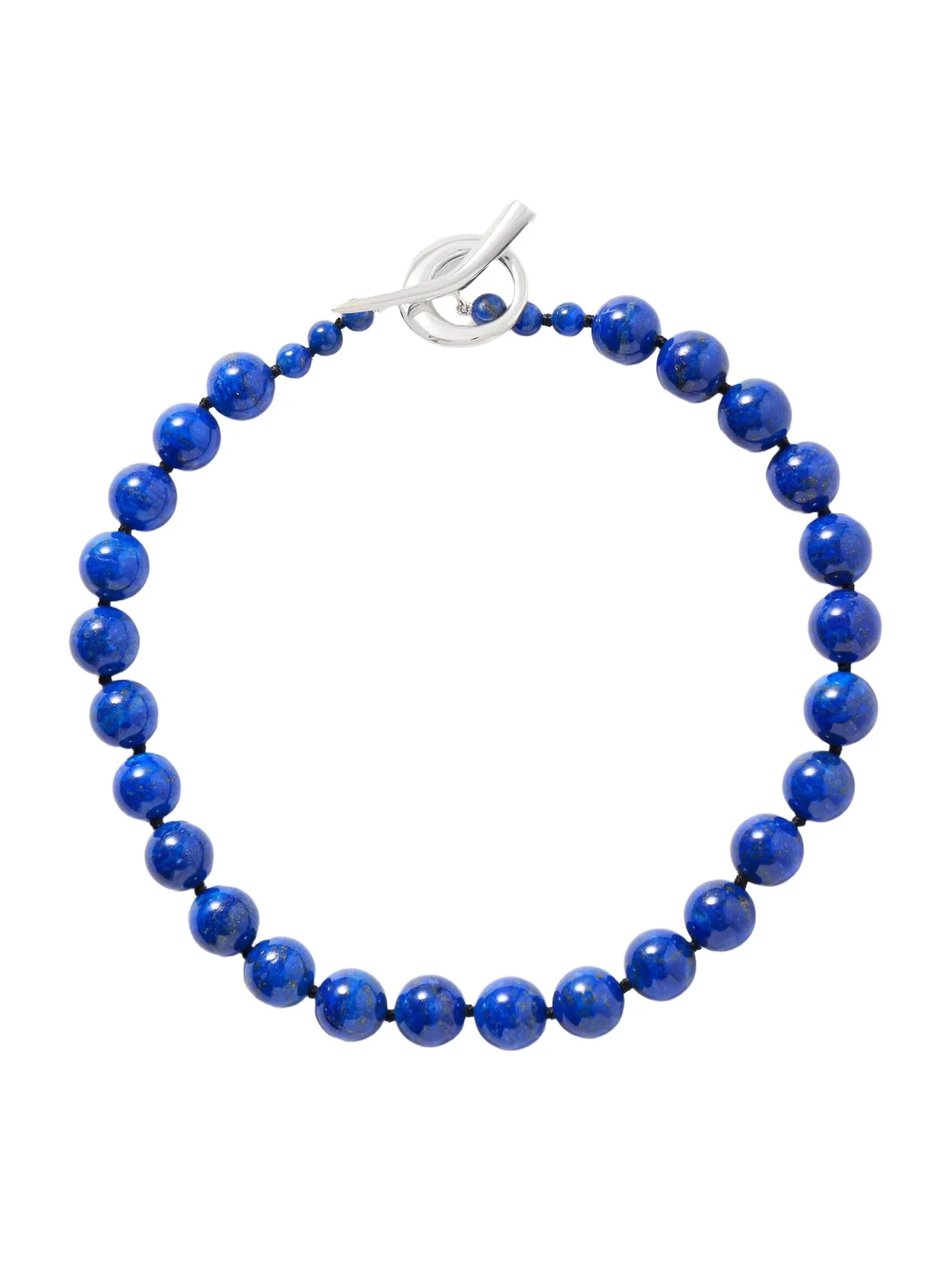 Everyday Boule Silver, Cord And Lapis Lazuli Necklace