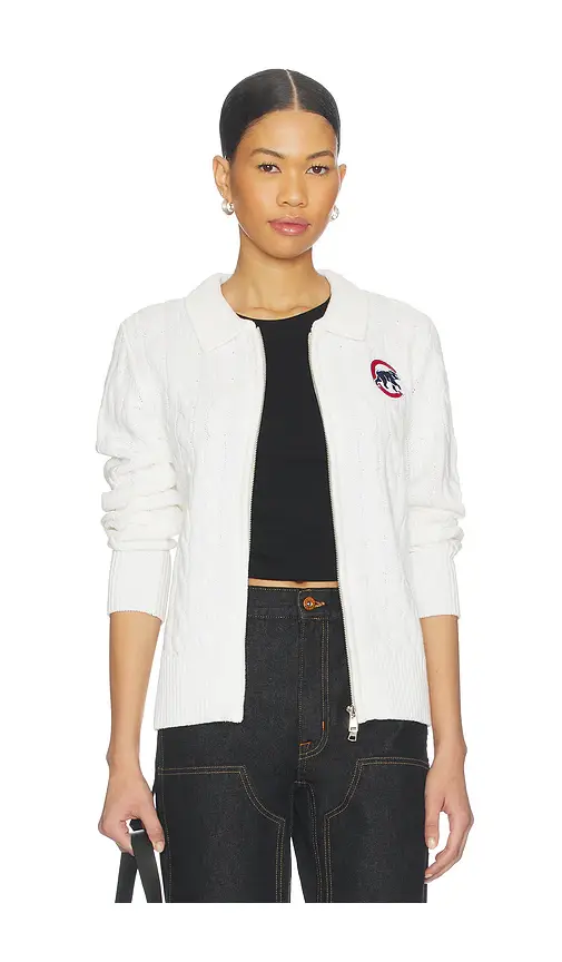 Terez x REVOLVE Chicago Cubs Zip Knit Cardigan | Image 1 Terez x REVOLVE Chicago Cubs Zip Knit Cardigan | Image 1