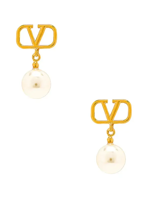 V Logo Signature Pearl Earrings