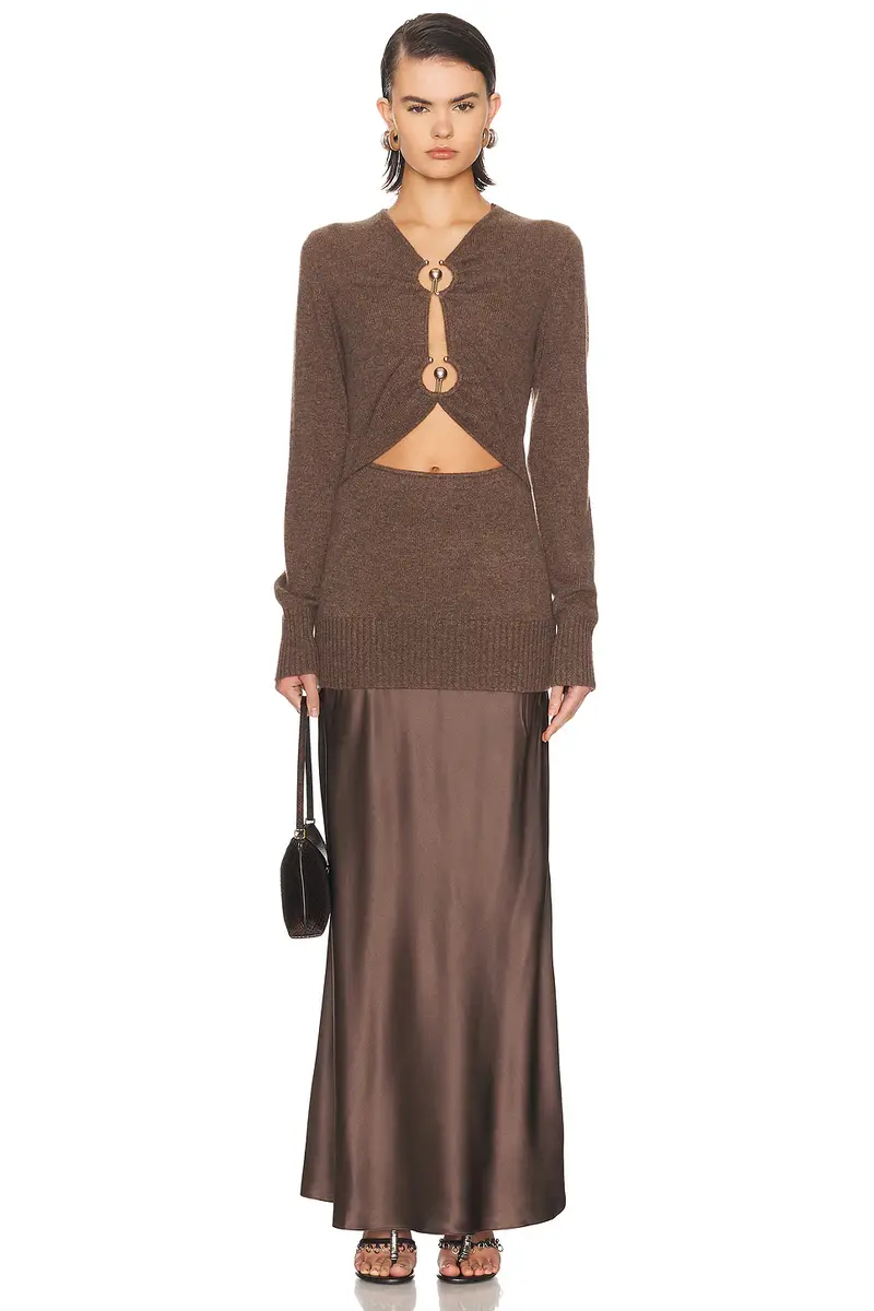 Christopher Esber Orbit Ruched Monument Long Sleeve Dress