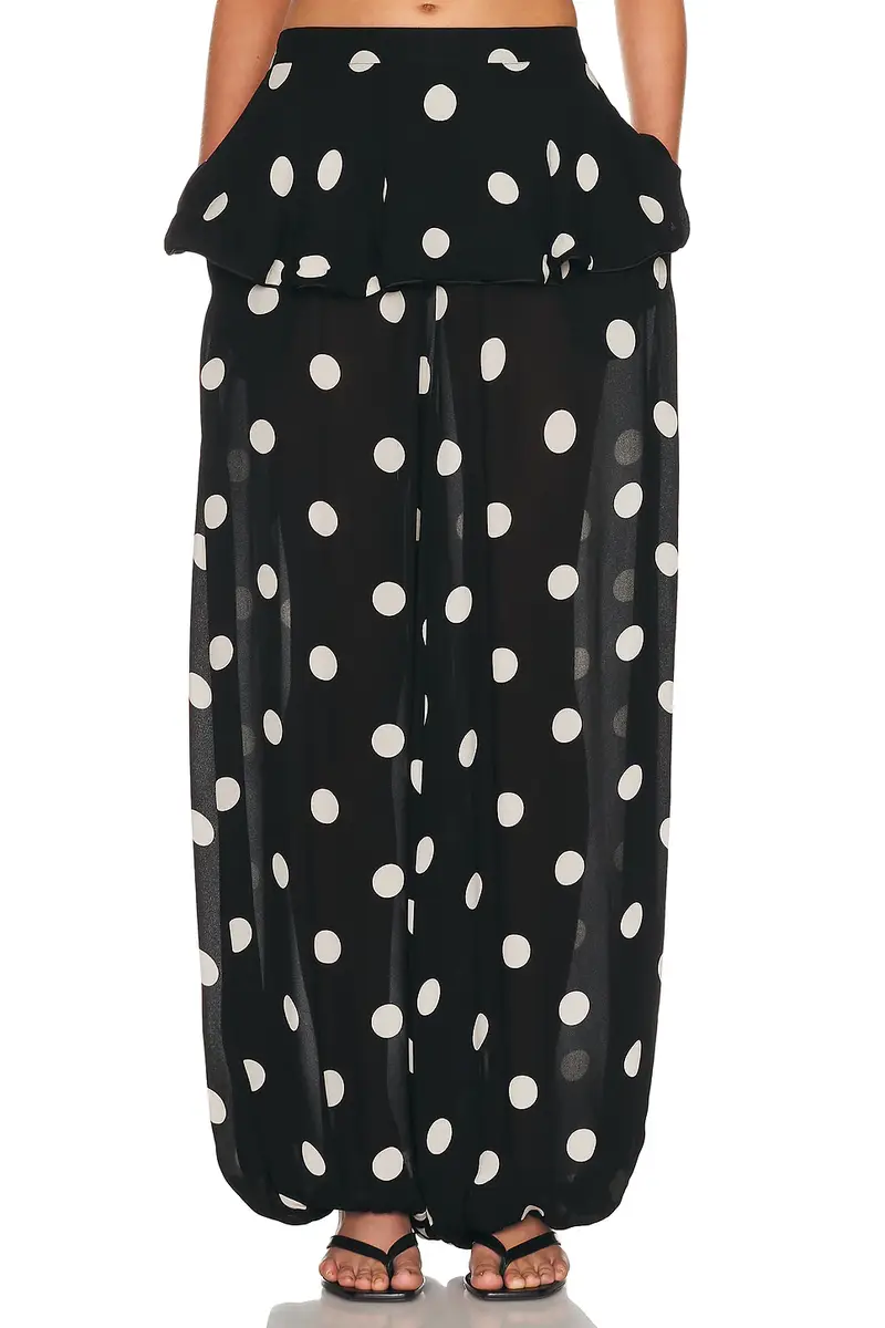 ADRIANA DEGREAS Polka Dot Peplum Pant | Image 1 ADRIANA DEGREAS Polka Dot Peplum Pant | Image 1