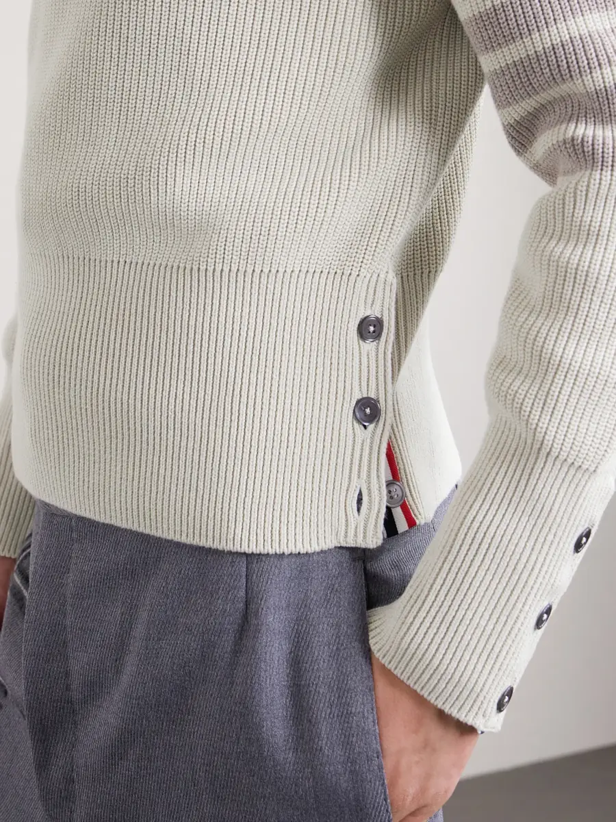 Thom Browne Slim-Fit Striped Cotton Sweater - Men | Thumbnail 4