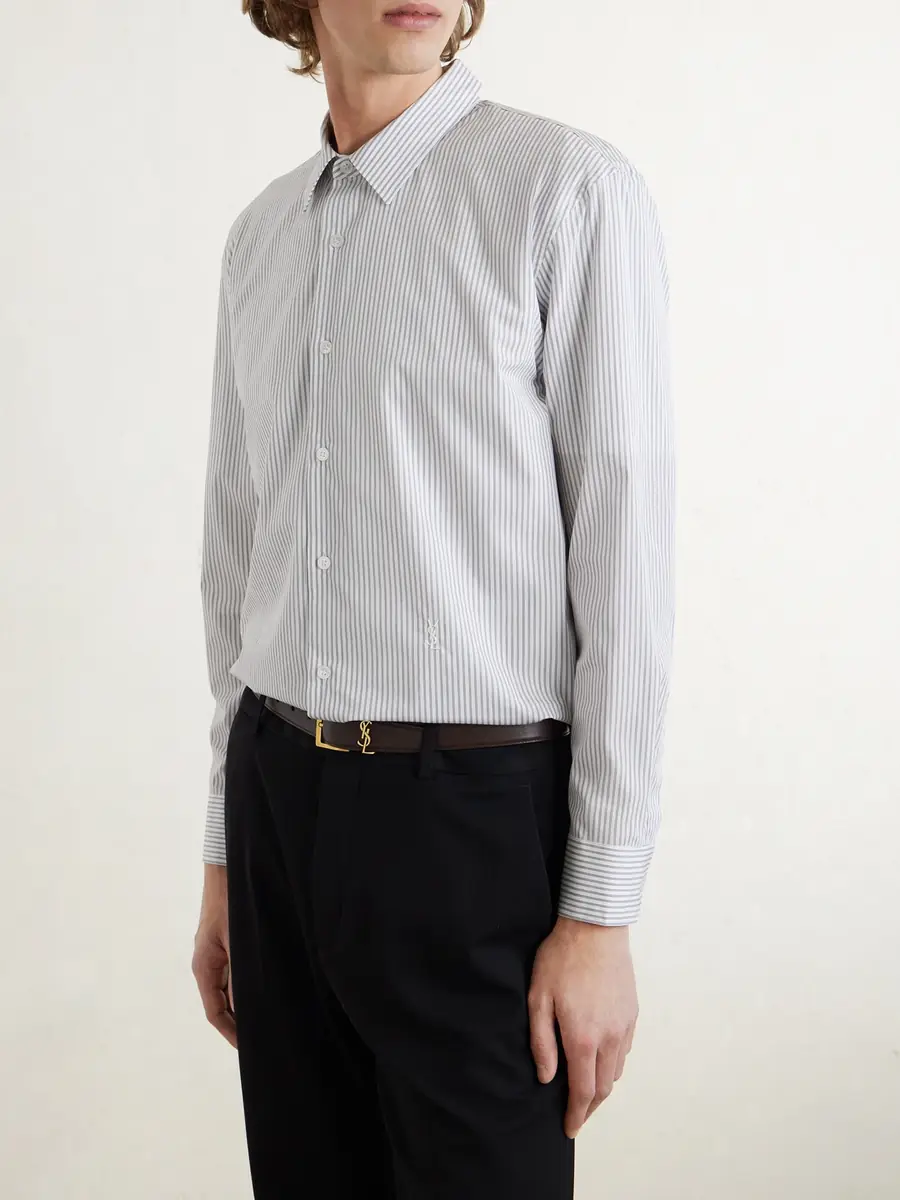 Saint Laurent Pinstriped Cotton-Poplin Shirt - Men | Thumbnail 3 Saint Laurent Pinstriped Cotton-Poplin Shirt - Men | Thumbnail 3