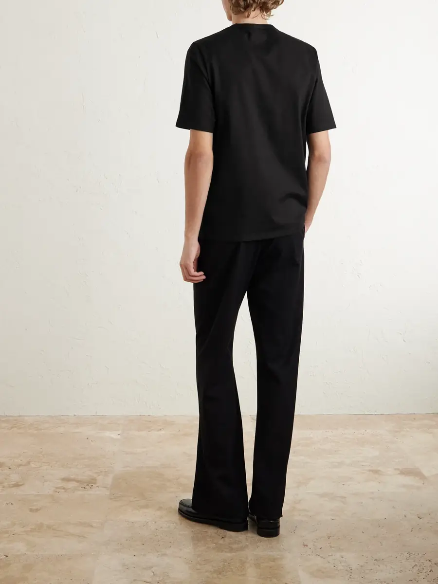 Saint Laurent Logo-Embroidered Cotton-Jersey T-Shirt - Men | Thumbnail 4