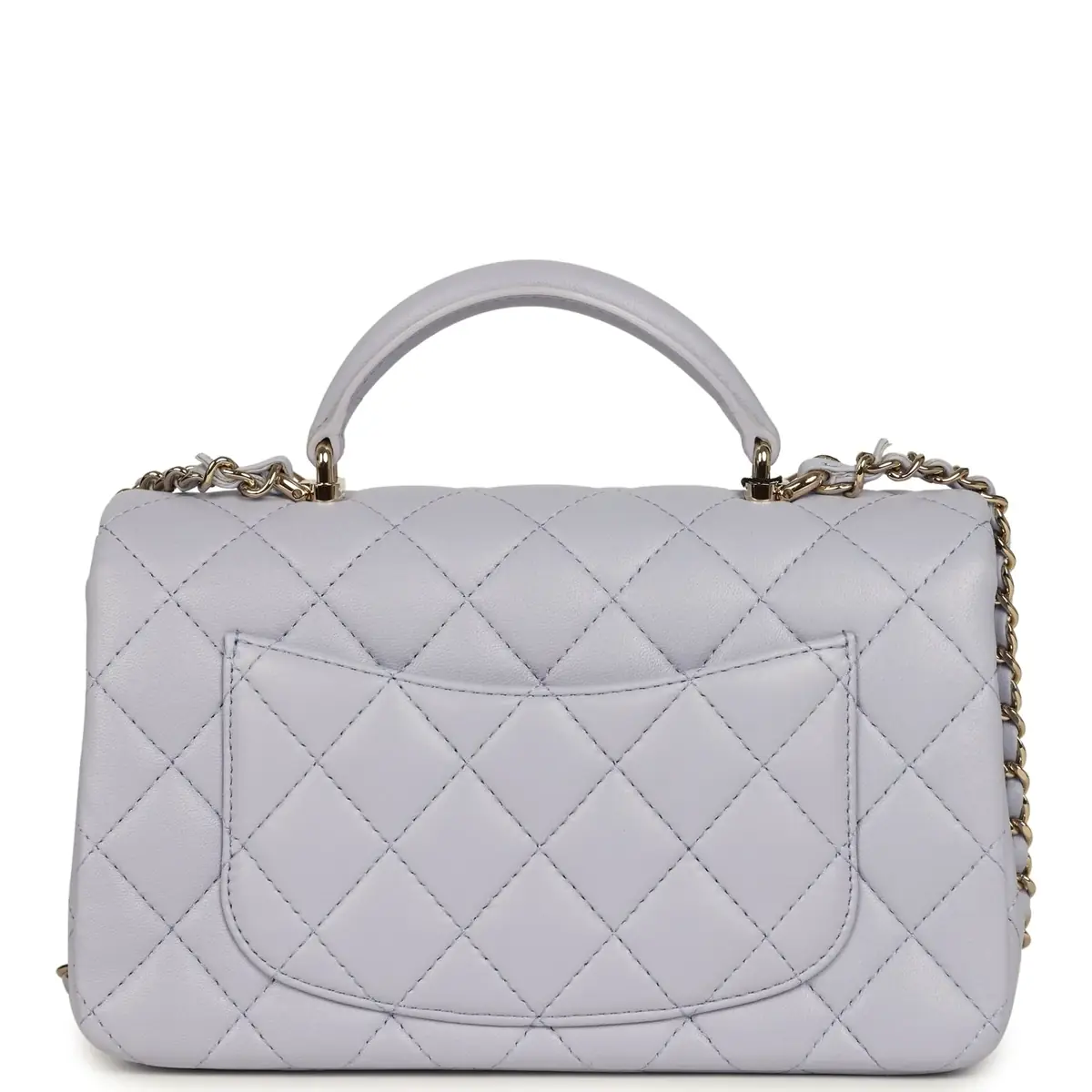 Chanel Chanel Mini Rectangular Flap Bag with Top Handle Light Purple Lambskin Light Gold Hardware | Thumbnail 4 Chanel Chanel Mini Rectangular Flap Bag with Top Handle Light Purple Lambskin Light Gold Hardware | Thumbnail 4