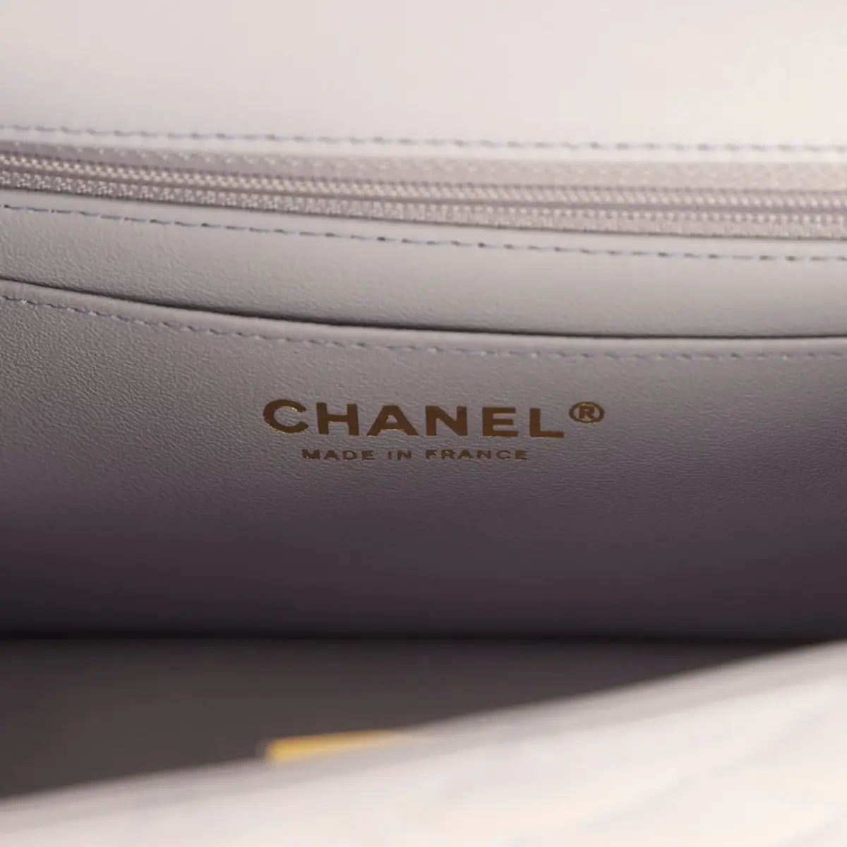 Chanel Chanel Mini Rectangular Flap Bag with Top Handle Light Purple Lambskin Light Gold Hardware | Thumbnail 9 Chanel Chanel Mini Rectangular Flap Bag with Top Handle Light Purple Lambskin Light Gold Hardware | Thumbnail 9