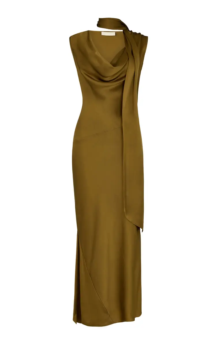 De La Vali Thebe Draped Satin Midi Dress | Thumbnail 8 De La Vali Thebe Draped Satin Midi Dress | Thumbnail 8