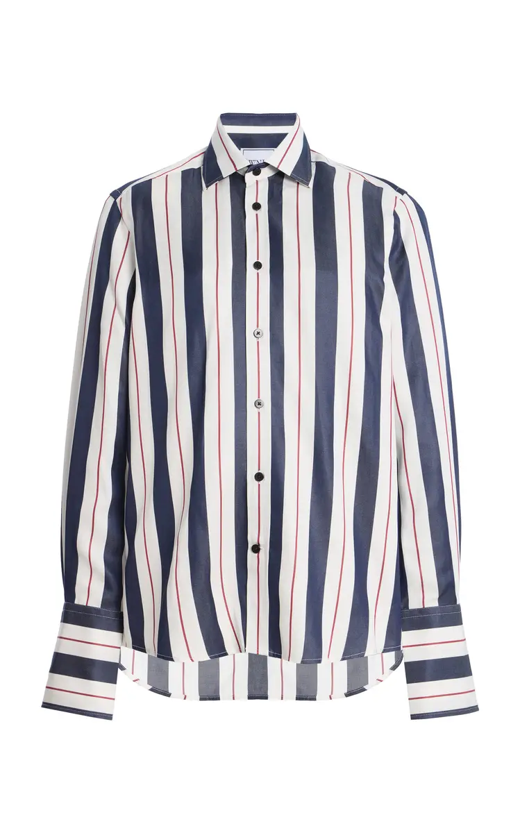 With Nothing Underneath Exclusive The Boyfriend Exaggerated-Cuff Striped Shirt | Thumbnail 4 With Nothing Underneath Exclusive The Boyfriend Exaggerated-Cuff Striped Shirt | Thumbnail 4