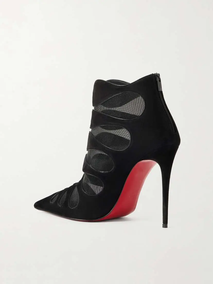 Christian Louboutin Circus Max 100 Mesh And Suede Ankle Boots | Thumbnail 3