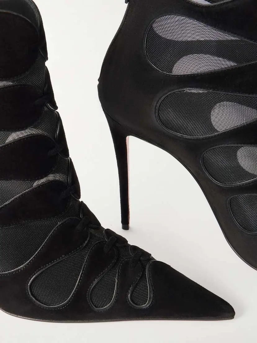 Christian Louboutin Circus Max 100 Mesh And Suede Ankle Boots | Thumbnail 5