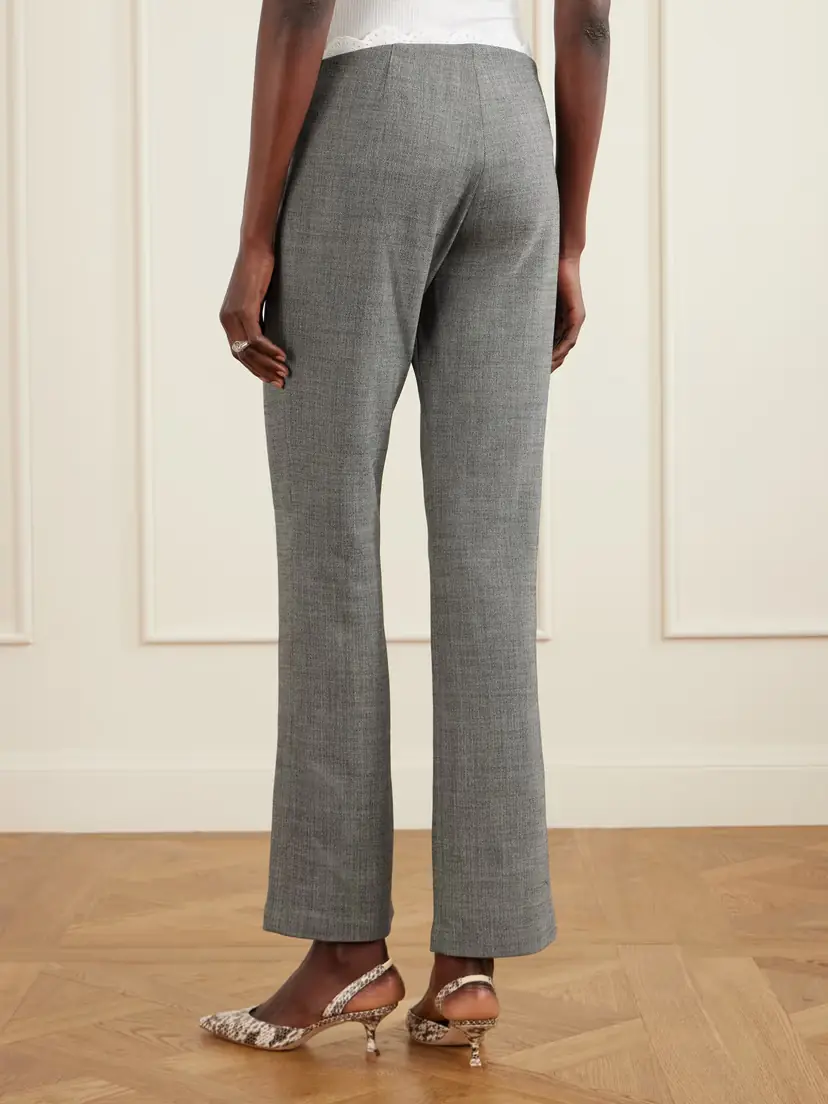 Magda Butrym Broderie Anglaise-trimmed Herringbone Stretch-wool Flared Pants | Thumbnail 4 Magda Butrym Broderie Anglaise-trimmed Herringbone Stretch-wool Flared Pants | Thumbnail 4