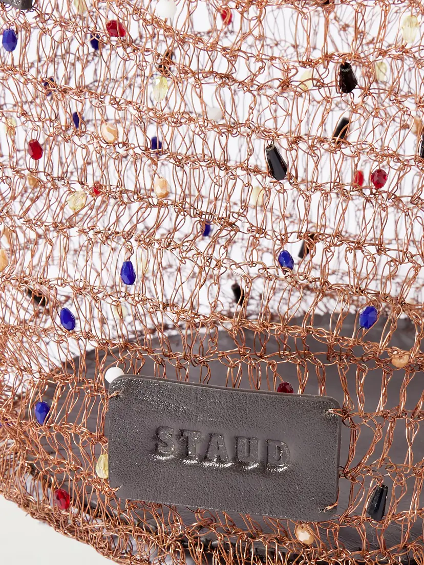 Staud Jewel Leather-trimmed Embellished Crocheted Bucket Bag | Thumbnail 4 Staud Jewel Leather-trimmed Embellished Crocheted Bucket Bag | Thumbnail 4