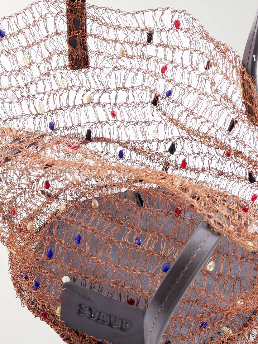 Staud Jewel Leather-trimmed Embellished Crocheted Bucket Bag | Thumbnail 5 Staud Jewel Leather-trimmed Embellished Crocheted Bucket Bag | Thumbnail 5