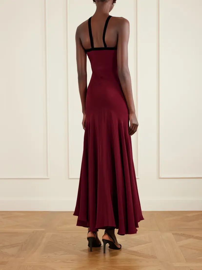 Rodarte Bow-detailed Velvet-trimmed Silk-crepe Gown | Thumbnail 3 Rodarte Bow-detailed Velvet-trimmed Silk-crepe Gown | Thumbnail 3