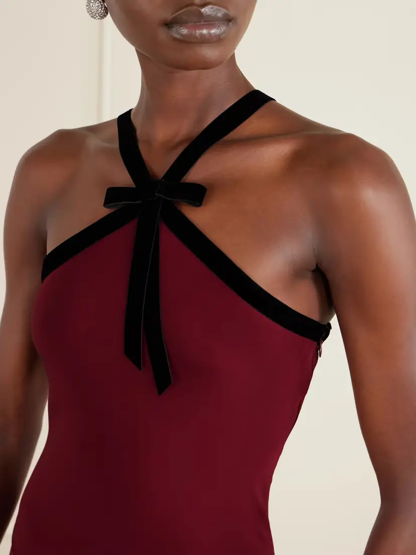 Rodarte Bow-detailed Velvet-trimmed Silk-crepe Gown | Thumbnail 4 Rodarte Bow-detailed Velvet-trimmed Silk-crepe Gown | Thumbnail 4