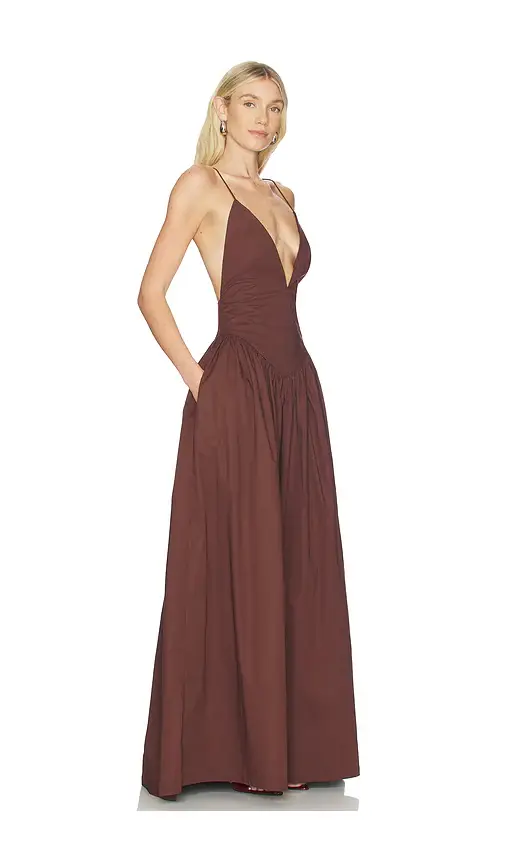 ADRIANA DEGREAS Opulence Deep-V Maxi Dress | Thumbnail 2