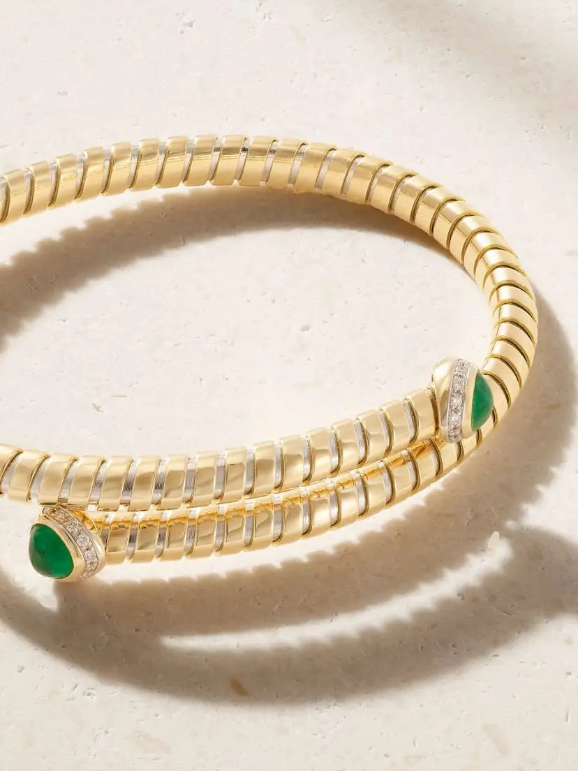 Marina B Trisolina 18-karat Gold, Emerald And Diamond Bangle | Thumbnail 5 Marina B Trisolina 18-karat Gold, Emerald And Diamond Bangle | Thumbnail 5