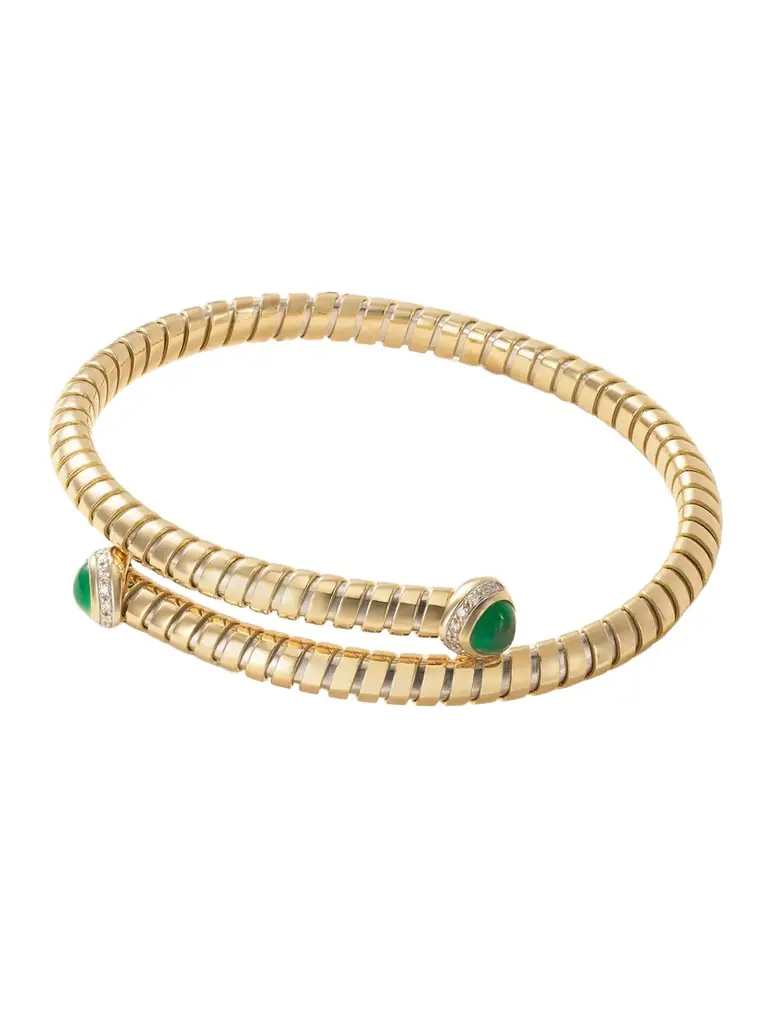 Trisolina 18-karat Gold, Emerald And Diamond Bangle Trisolina 18-karat Gold, Emerald And Diamond Bangle