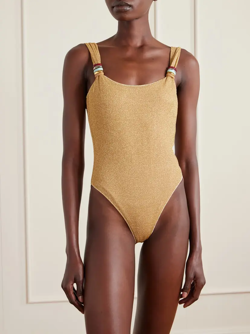 Oséree Lumière Embellished Lurex Swimsuit | Thumbnail 2 Oséree Lumière Embellished Lurex Swimsuit | Thumbnail 2