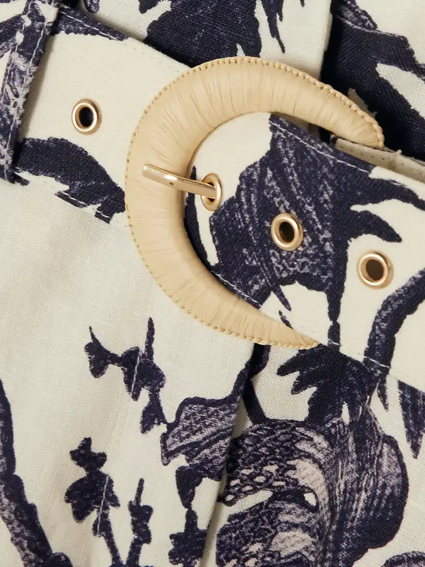 Cara Cara Palmer Belted Pleated Floral-print Linen Shorts | Thumbnail 4 Cara Cara Palmer Belted Pleated Floral-print Linen Shorts | Thumbnail 4