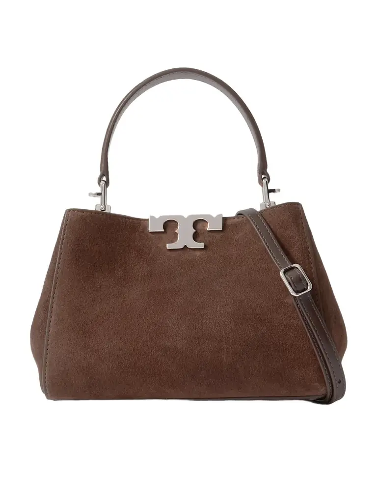 Tory Burch Eleanor Mini Leather-trimmed Suede Shoulder Bag | Image 1 Tory Burch Eleanor Mini Leather-trimmed Suede Shoulder Bag | Image 1