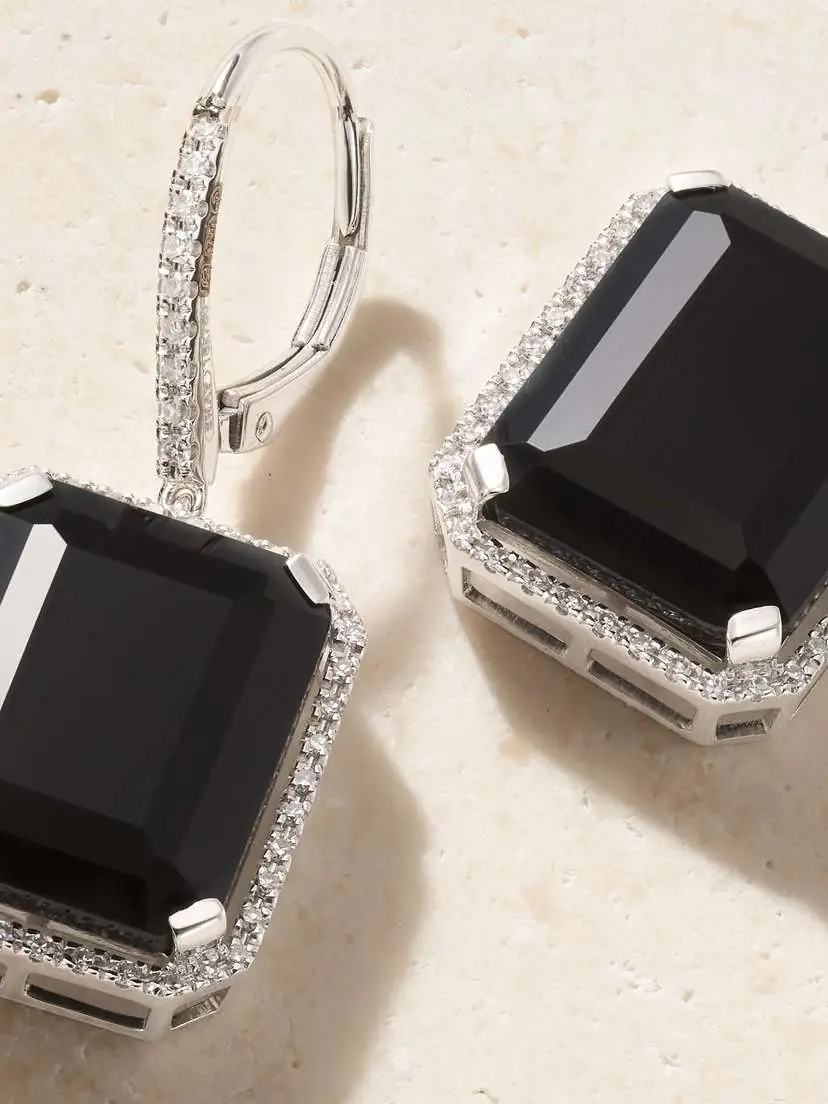SHAY 18-karat White Gold, Onyx And Diamond Earrings | Thumbnail 4
