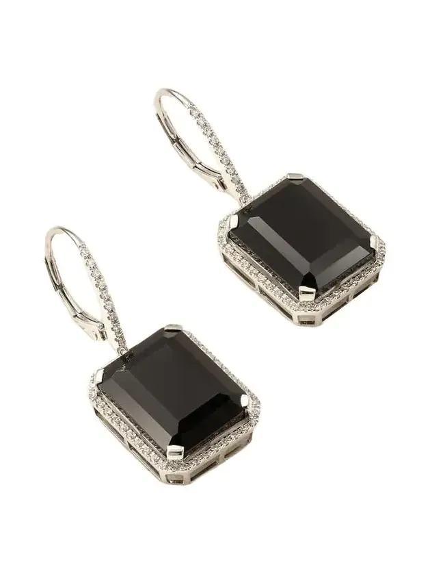18-karat White Gold, Onyx And Diamond Earrings 18-karat White Gold, Onyx And Diamond Earrings
