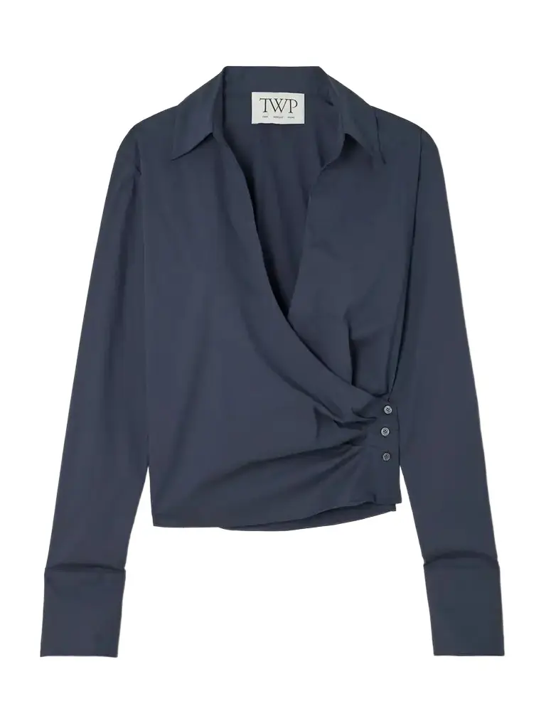 TWP All Wrapped Up Cropped Cotton-blend Poplin Wrap Shirt | Image 1 TWP All Wrapped Up Cropped Cotton-blend Poplin Wrap Shirt | Image 1