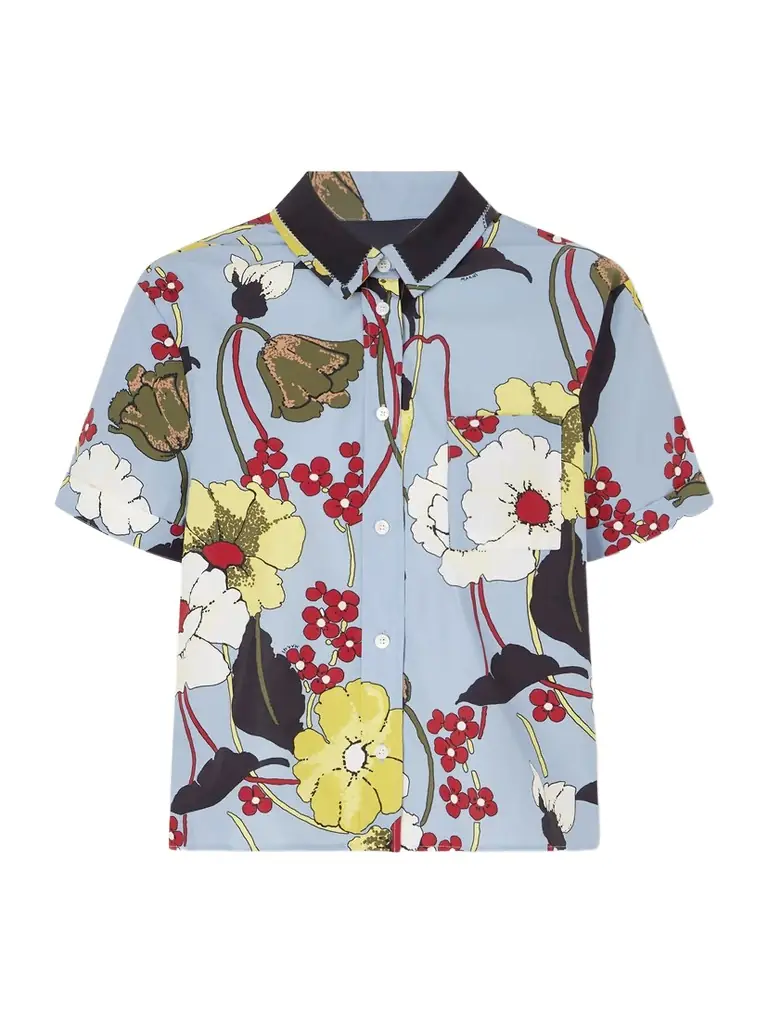 Marni Cropped Floral-print Cotton-poplin Shirt | Image 1 Marni Cropped Floral-print Cotton-poplin Shirt | Image 1