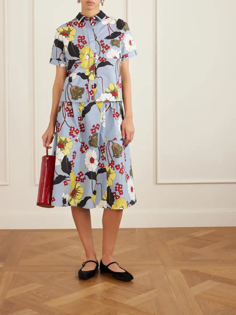 Marni Paneled Floral-print Cotton-poplin Midi Skirt | Thumbnail 2