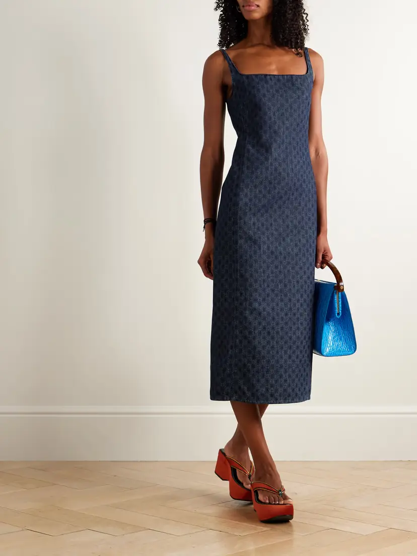 Dries Van Noten Printed Denim Midi Dress | Thumbnail 2